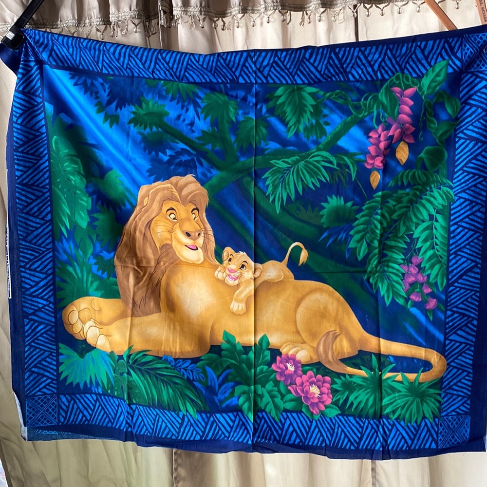 RARE Disney Lion King Pillow Fabric Panel Vintage 1994, large panel and fabric